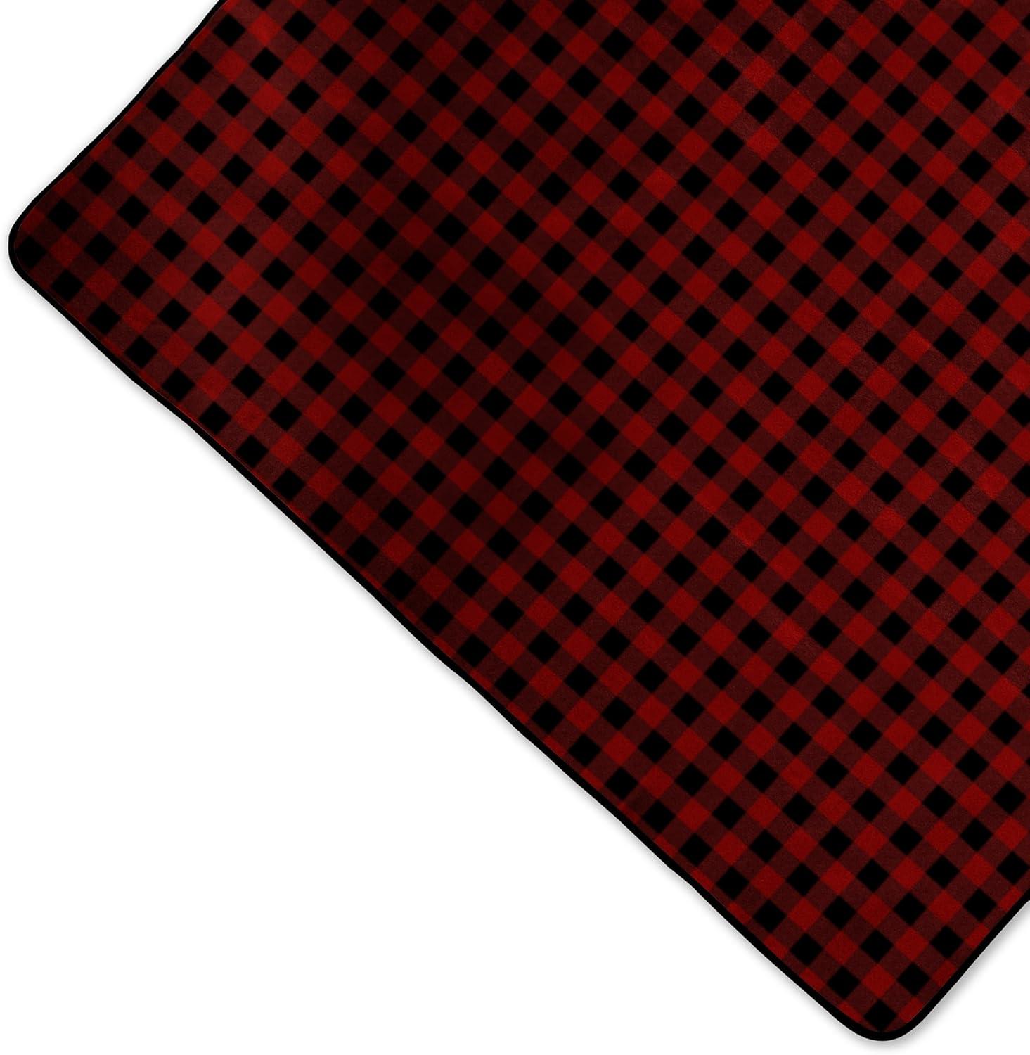 Picnic Time Blanket Tote XL Outdoor Picnic Blanket - Red/Black Buffalo Check