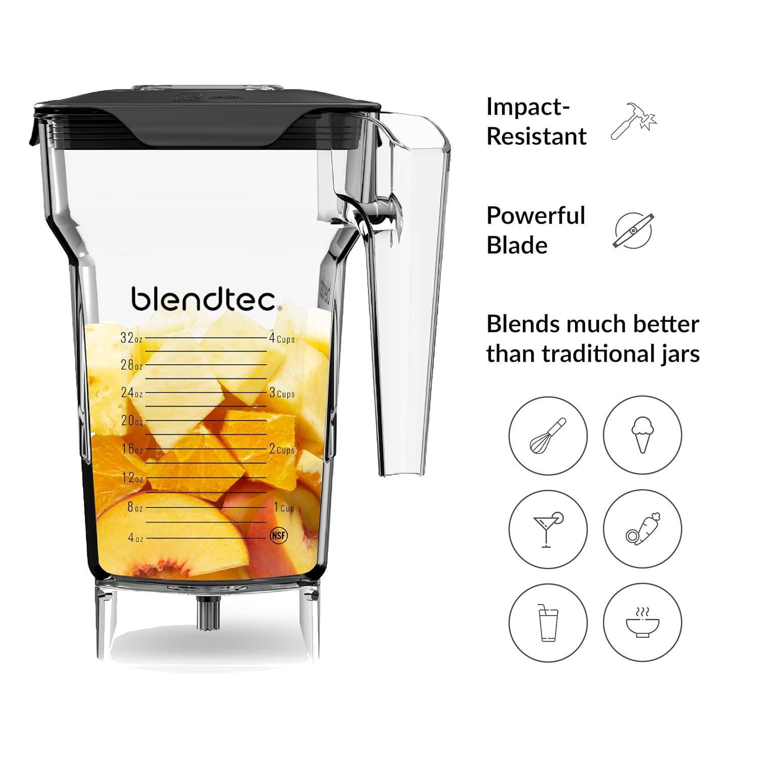 Blendtec 75 oz FourSide Jar and 34 oz GO Travel Bottle Bundle - Blender Jars and Personal Blender Attachment Compatible with Blendtec Blenders