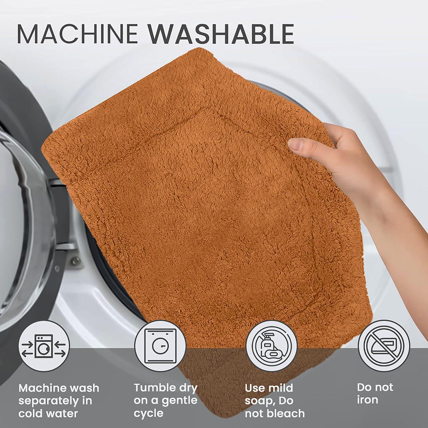 Home Weavers Waterford Collection 100% Cotton Tufted Bath Rug, Extra Soft and Absorbent Bath Rugs, Non-Slip Plush Bath Carpet, Machine Wash, Bath Mat for Bathroom, 30" Round, Terracotta