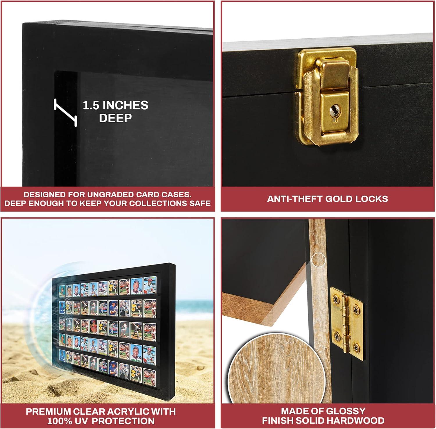 Pennzoni Display Co. PENNZONI Sports Card Display Case, Holds 50 Ungraded Sports & Playing Cards