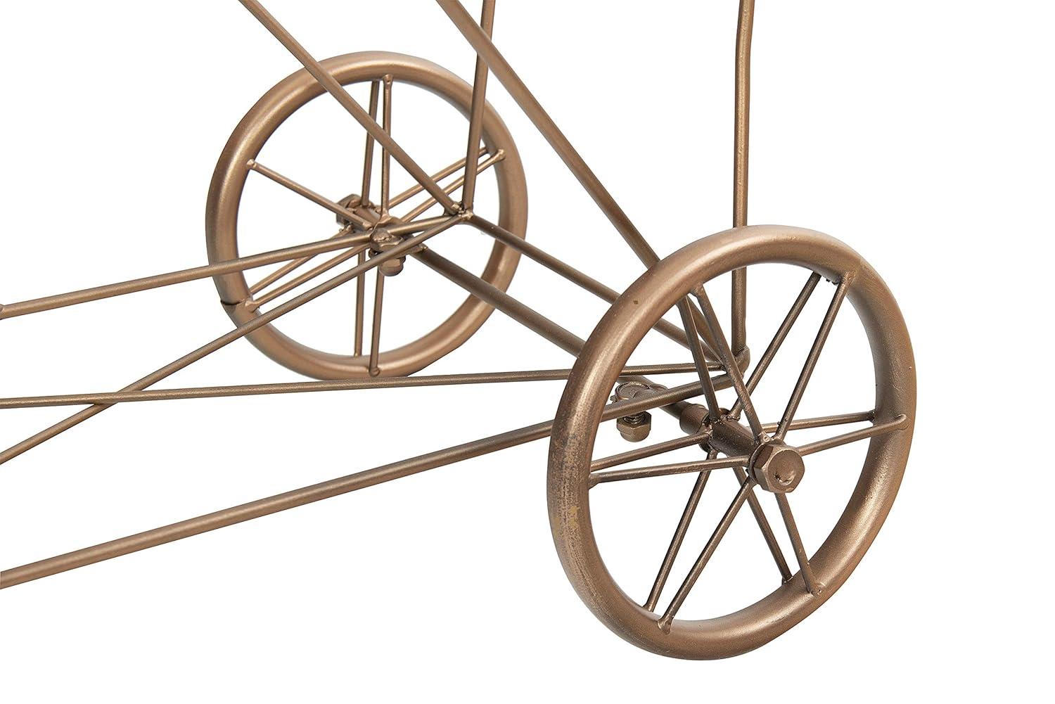 Storied Home Metal Rolling Laundry Cart with Rack, Copper