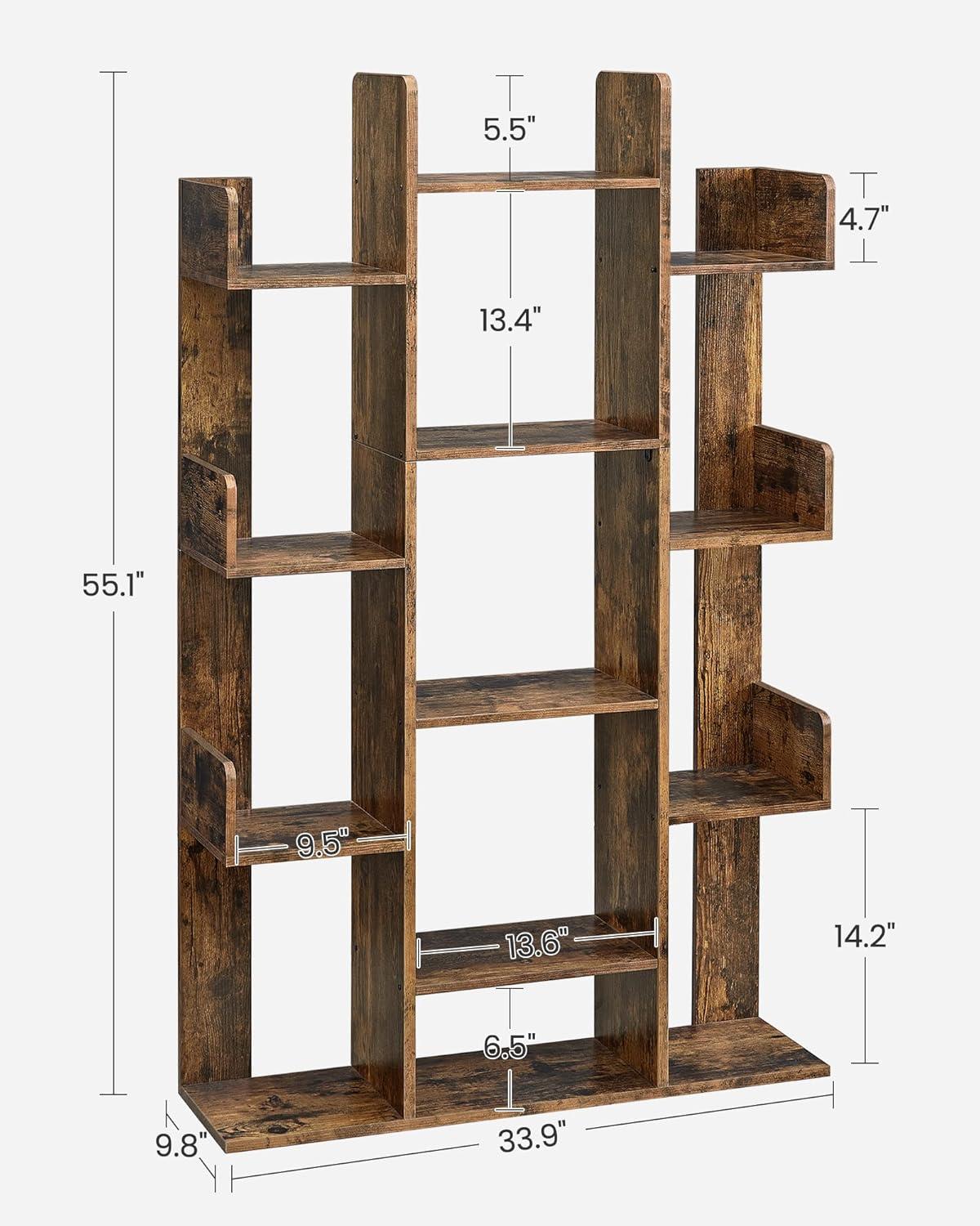 Galaxera 55.5" Tall Bookcase Tree Bookshelf with 13 Open Shelves Books Storage Organizer