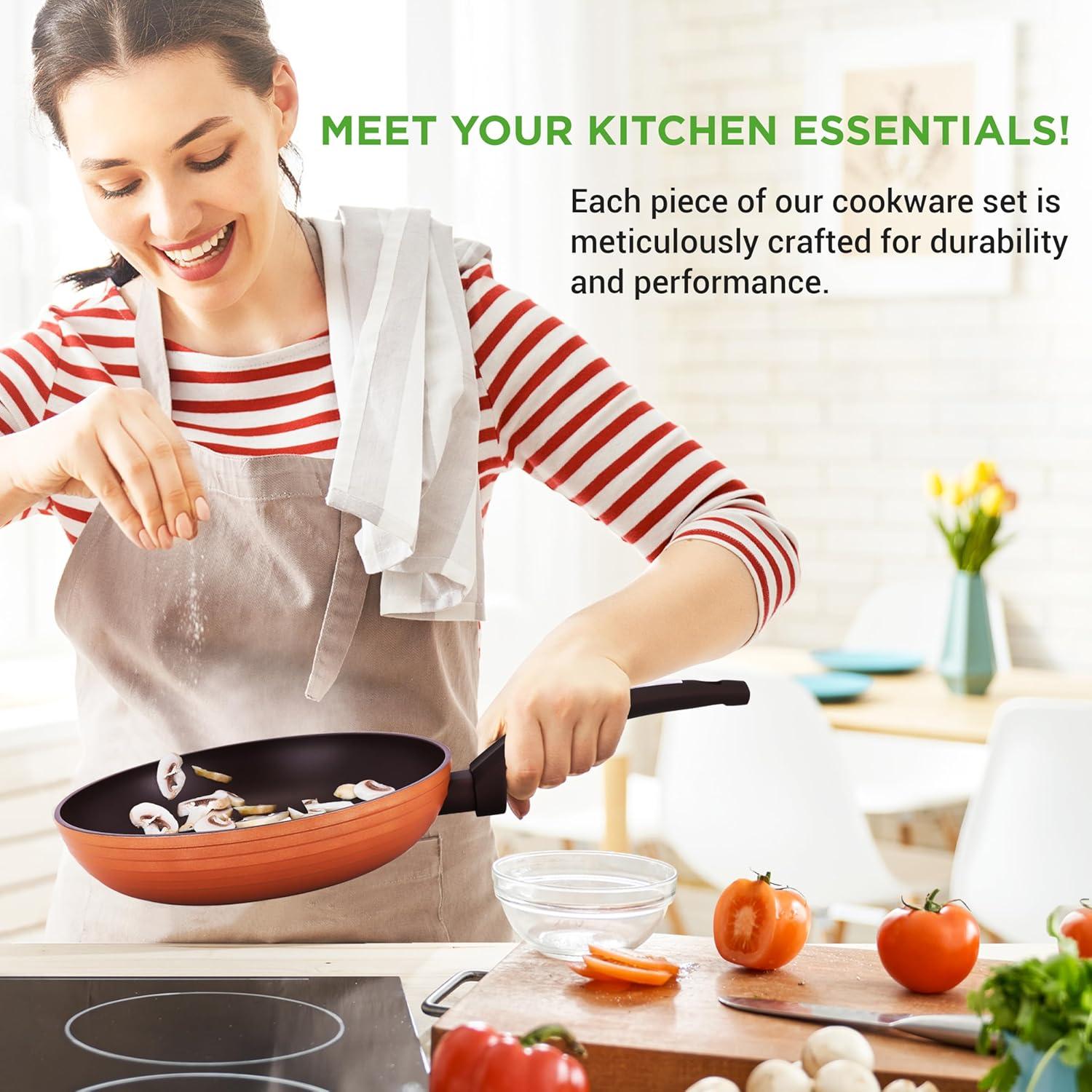 NutriChef 12 - Piece Non-Stick Aluminum Cookware Set
