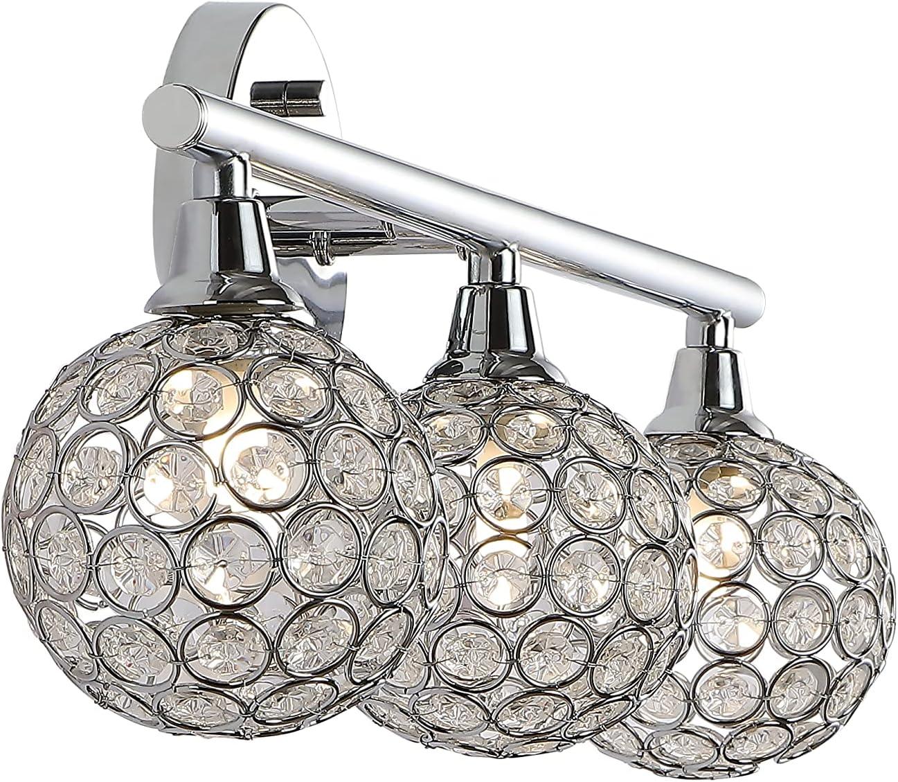 JONATHAN Y Maeve 3-Light Iron/Glass Contemporary Glam LED Vanity Light