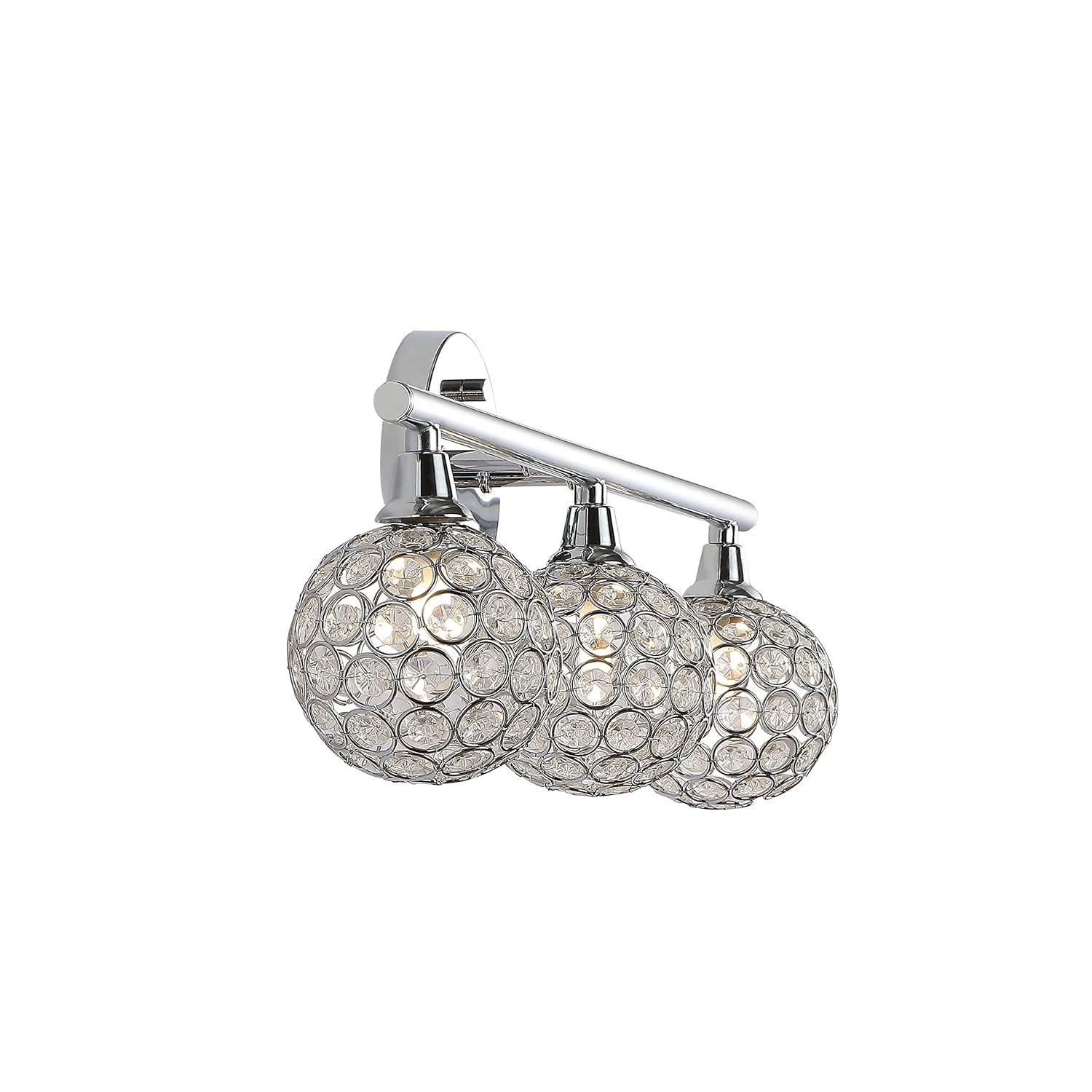 JONATHAN Y Maeve 23" 3-Light Iron/Glass Contemporary Glam LED Vanity Light, Chrome