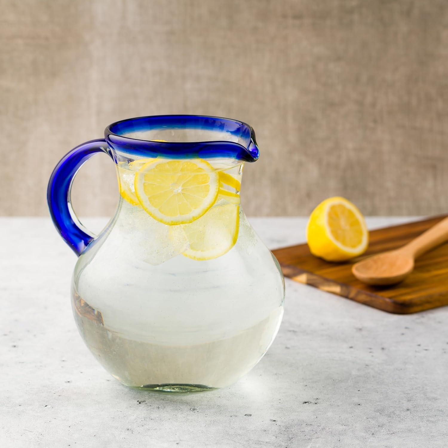 Ten Strawberry Street Rim Pitcher Handblown Mexican Glass