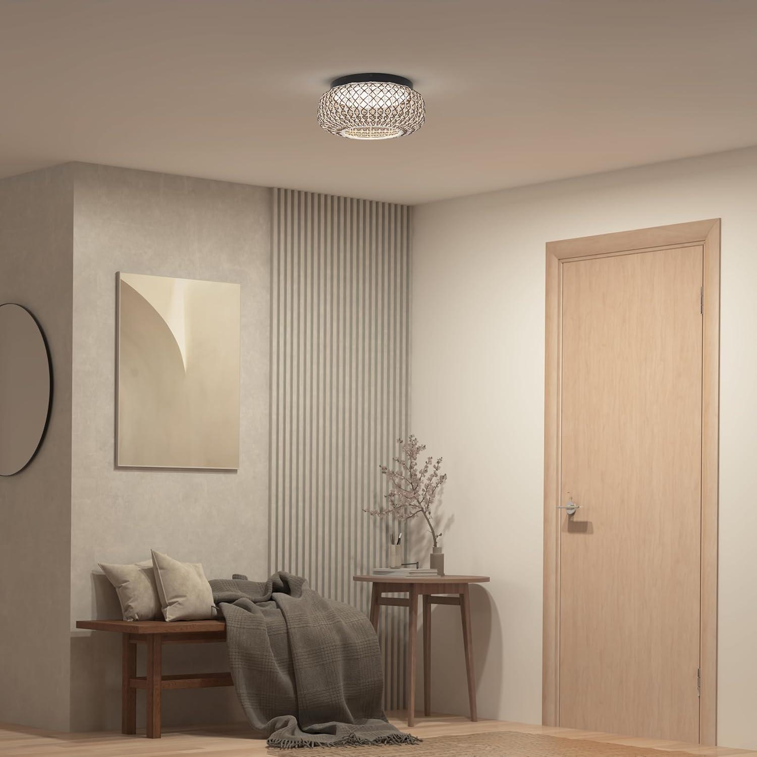 Artika Benson LED Integrated Exotic Pendant Light, Black and Rattan