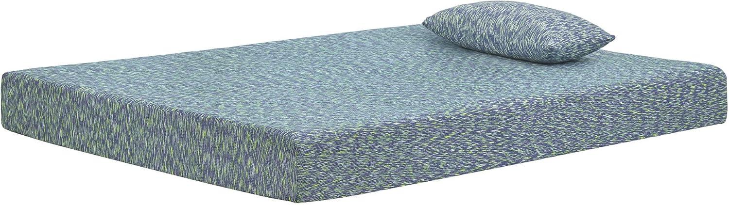 Signature Design by Ashley Full Size iKidz 7 Inch Firm Memory Foam Mattress with Stretch Knit Cover & Pillow Included, Blue