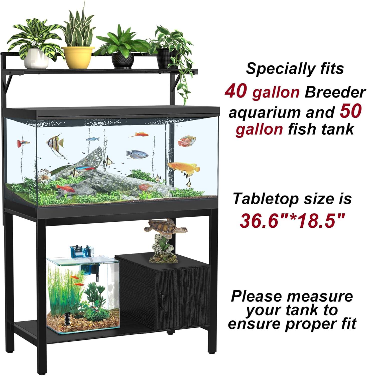 40-50 Gallon Fish Tank Stand with Plant Shelf with Cubby Storage