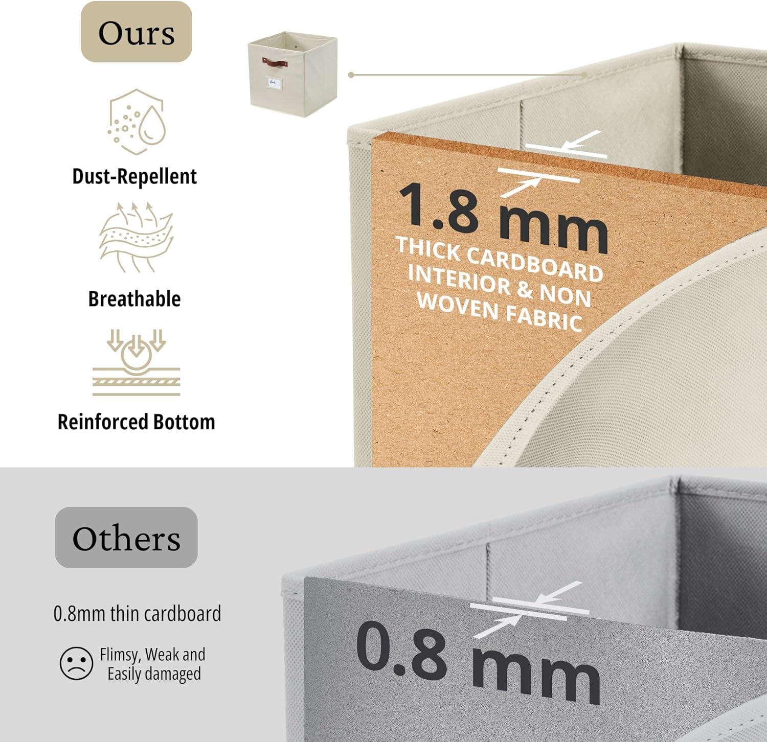 DECOMOMO Large Cube Storage Bin, Fabric Storage Bin, Organizing Cubes (Beige, Set of 4)