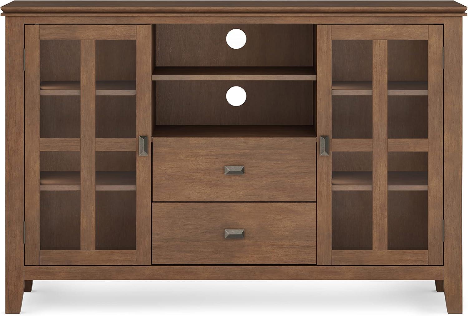Simpli Home Artisan 53"W Solid Wood Contemporary Tall TV Stand for TVs up to 60" with Adjustable Shelves