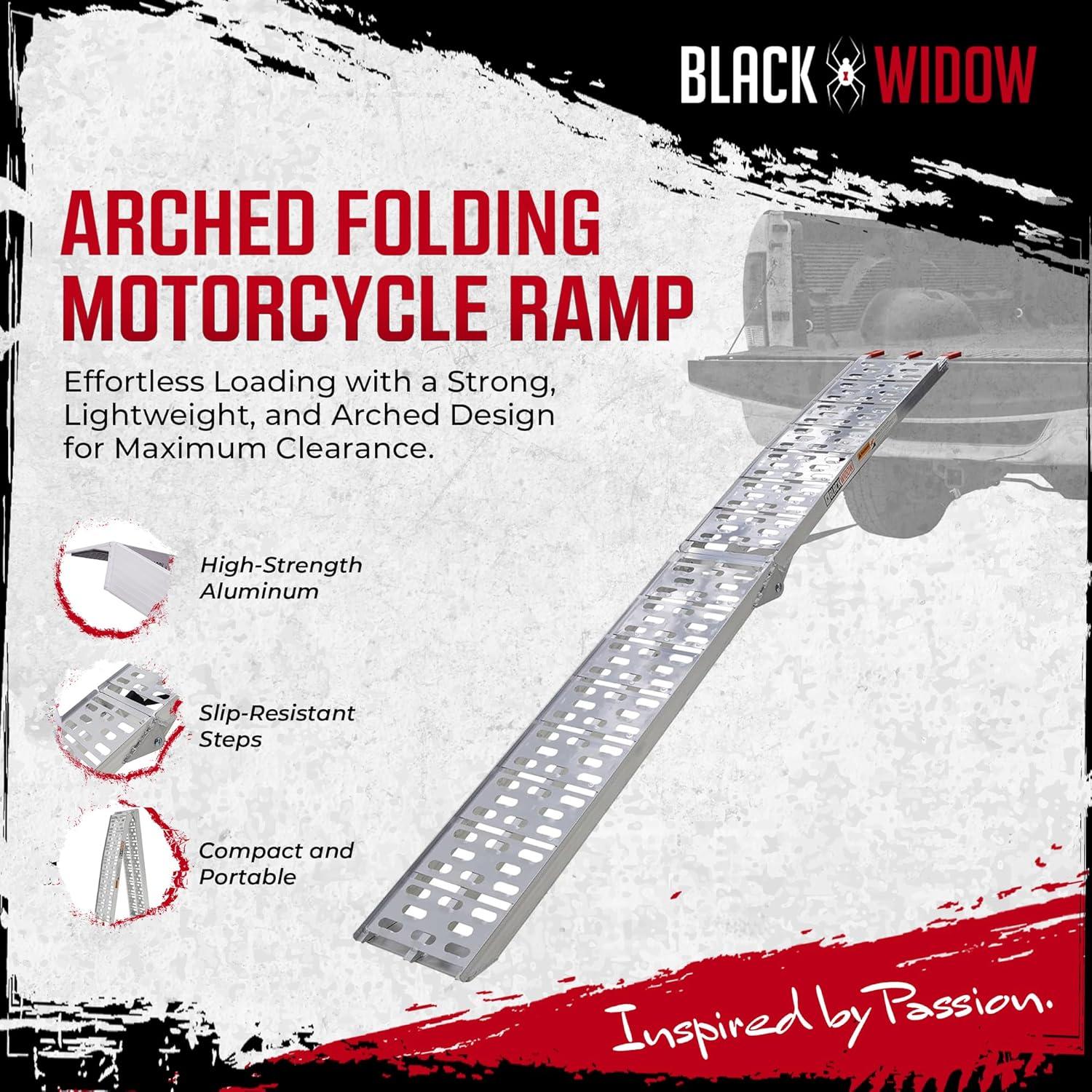 Black Widow Black Widow Aluminum Folding Motorcycle Ramp Arched Plate, Single Runner, Silver