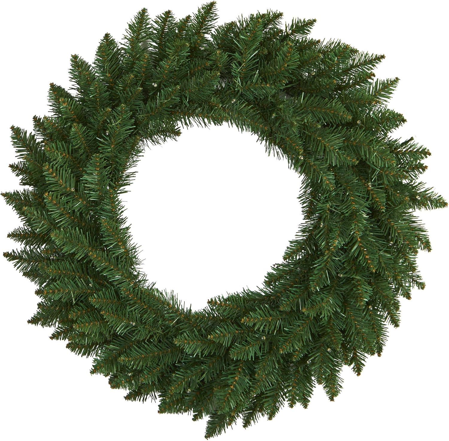 Nearly Natural 24” Green Pine Artificial Christmas Wreath with 35 Clear LED Lights