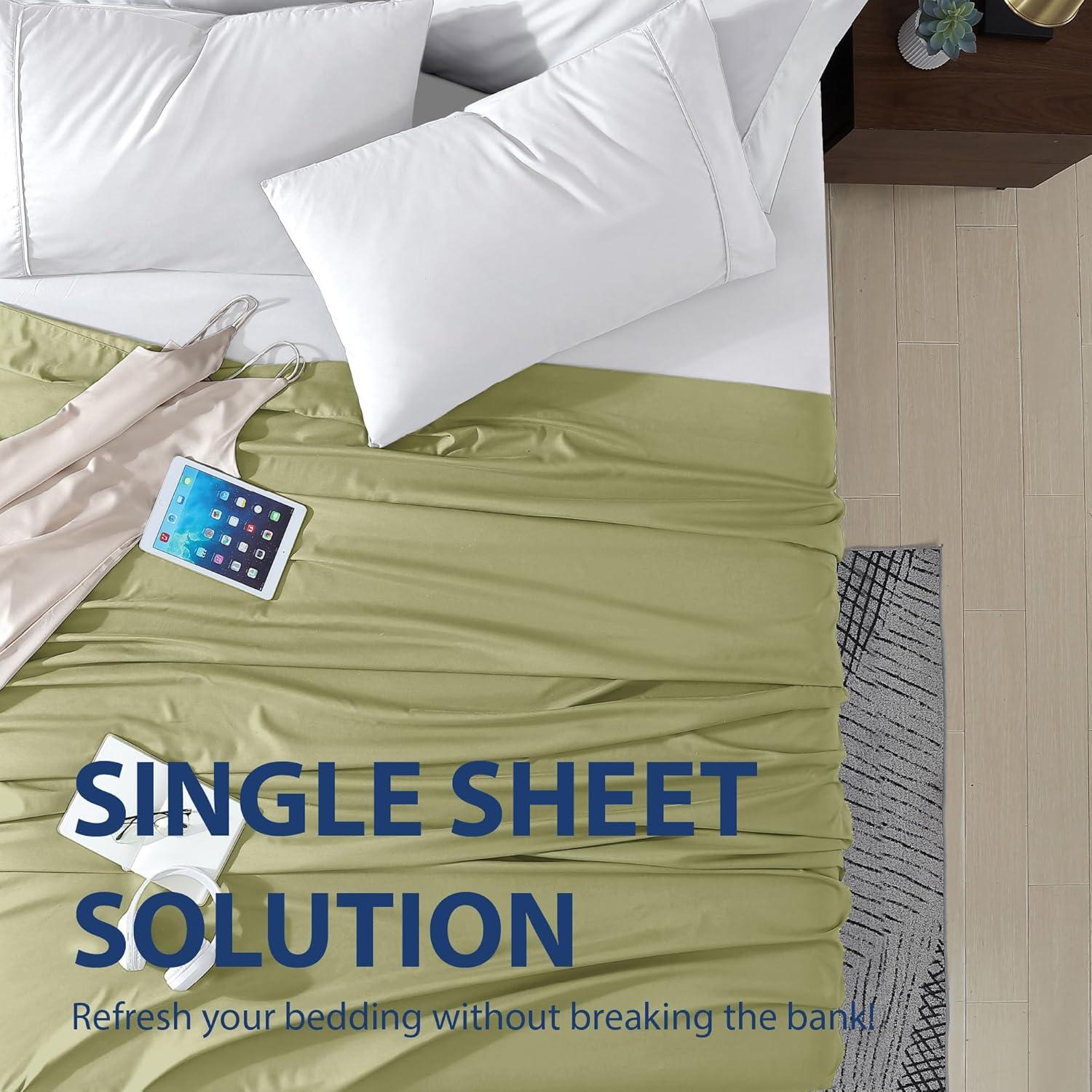 Swift Home | 1-Piece Microfiber Flat Sheet Sage King