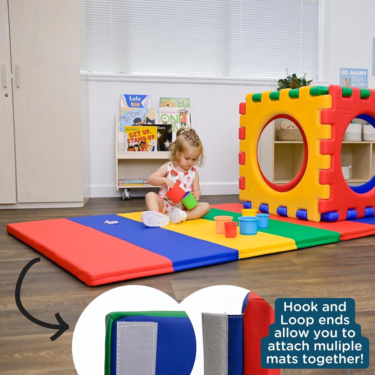 Angeles Primary 4' x 6' Folding Gym Mat - Rainbow