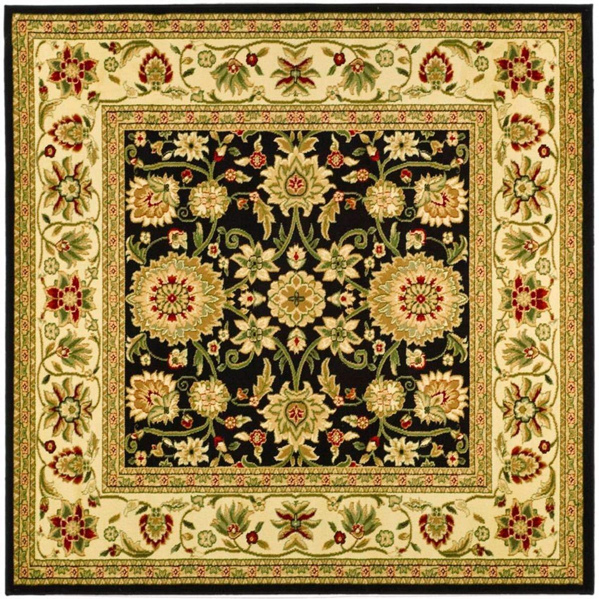 Lyndhurst LNH212 Power Loomed Area Rug - Black/Ivory - 5'3"x5'3" - Safavieh