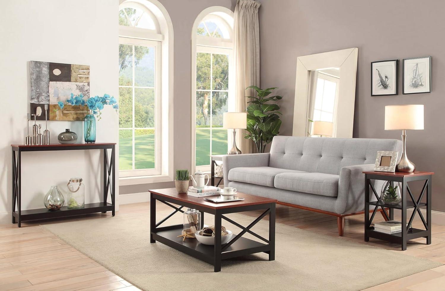 Convenience Concepts Oxford End Table with Shelves, Cherry/Black