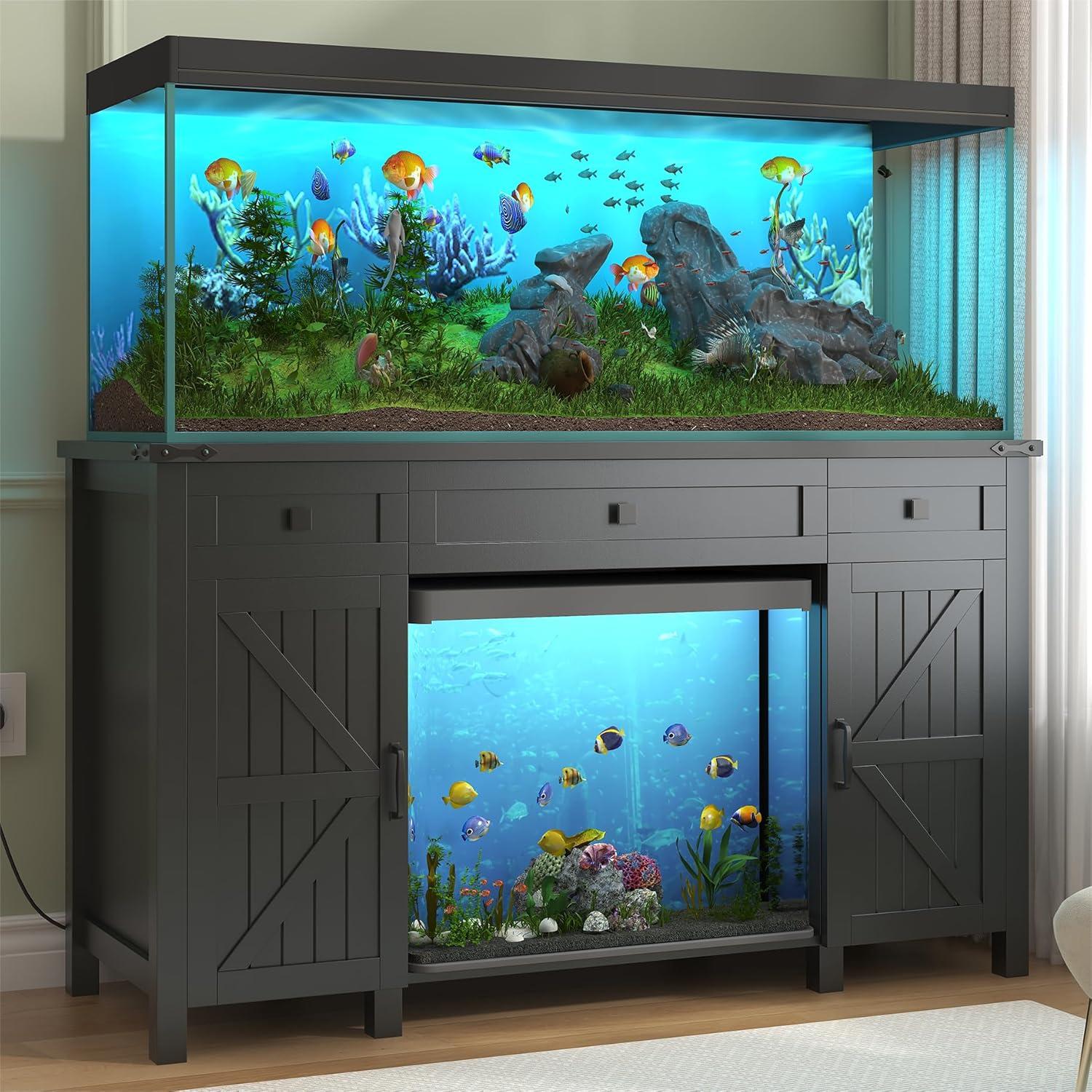 Gracie Oaks Heavy Duty 55-75 Gallon Aquarium Stand With Power Outlets