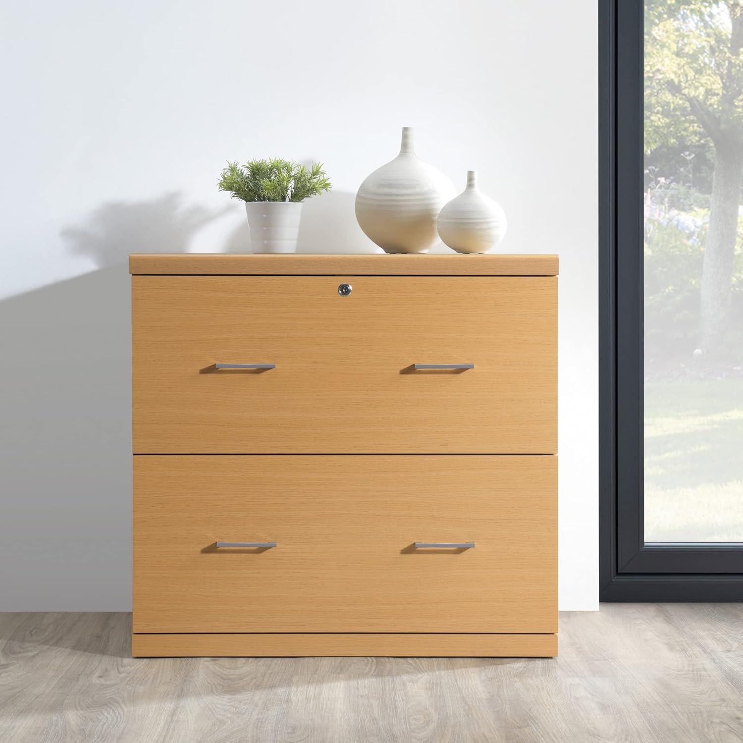 Alpine 2-Drawer Engineered Wood Lateral File with Lockdowel  in Natural Finish