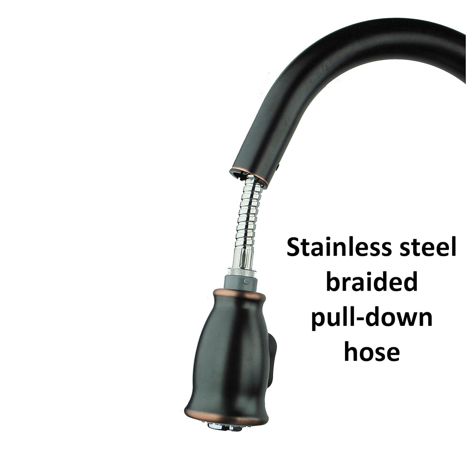 Builders Shoppe Classic Single Handle 16" Pull-Down Kitchen Faucet with Soap Dispenser Oil Rubbed Bronze Rubbed