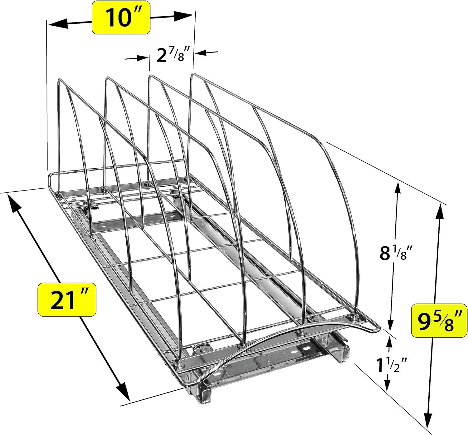 Lynk Professional Slide Out Cutting Board, Bakeware, and Tray Organizer - Pull Out Kitchen Cabinet Rack - 10" x 21": Kitchen Storage