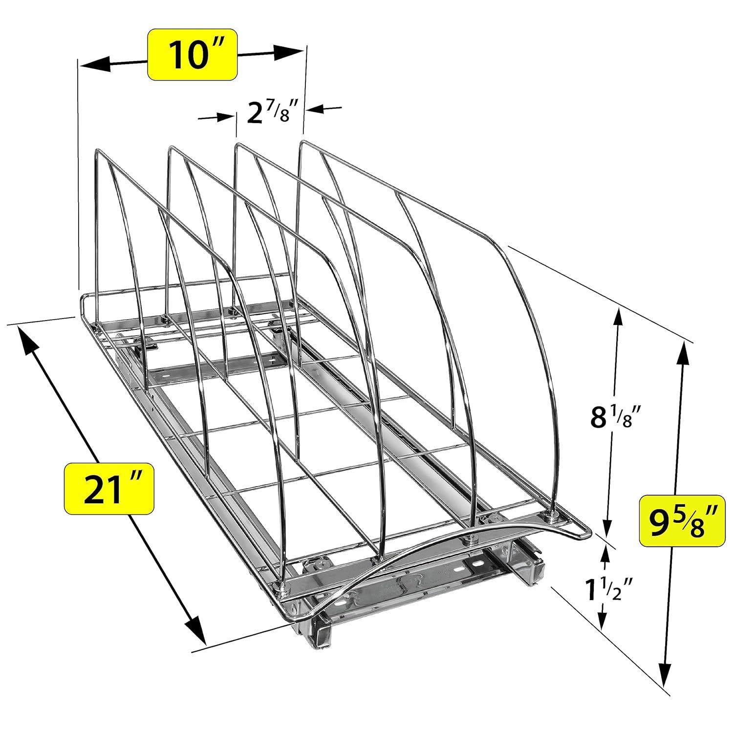 Lynk Professional Slide Out Cutting Board, Bakeware, and Tray Organizer - Pull Out Kitchen Cabinet Rack - 10" x 21": Kitchen Storage