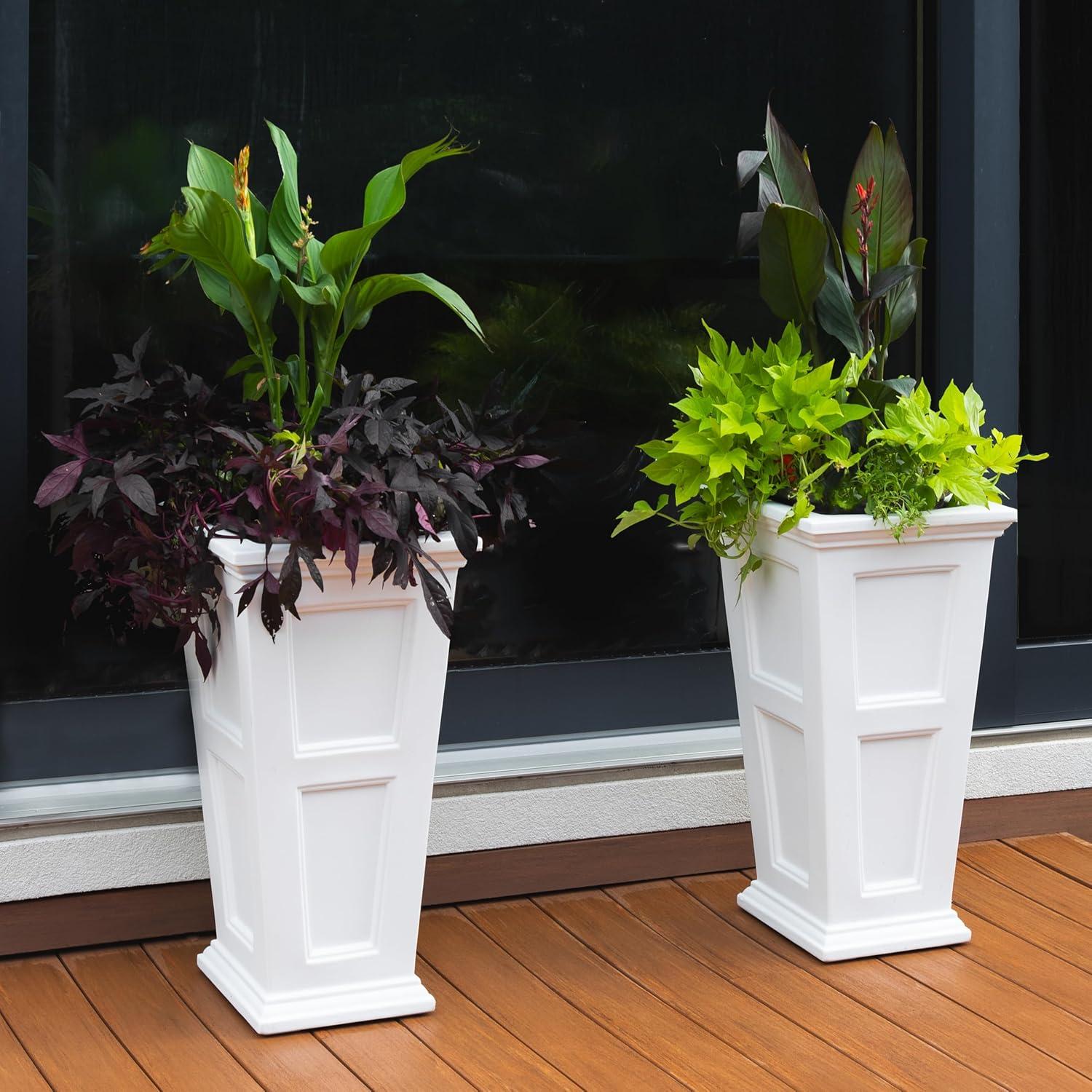 Fairfield White Tall Square Polyethylene Outdoor Planter Set