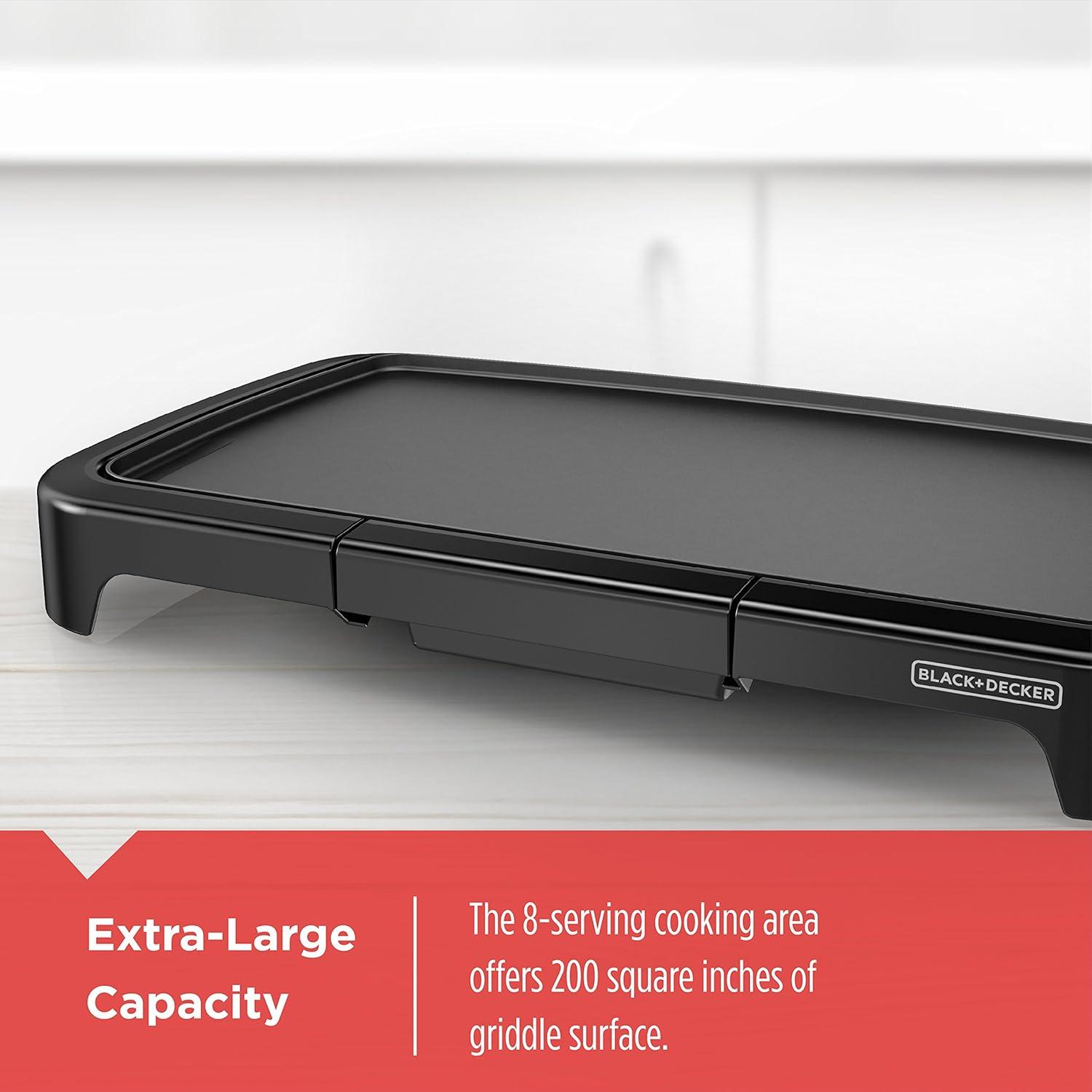 BLACK+DECKER Non-Stick Temperature Controlled 8 Serving Black Griddle