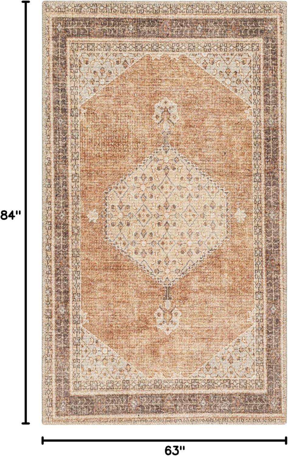 Beige and Gray Medallion Synthetic Rectangular Area Rug