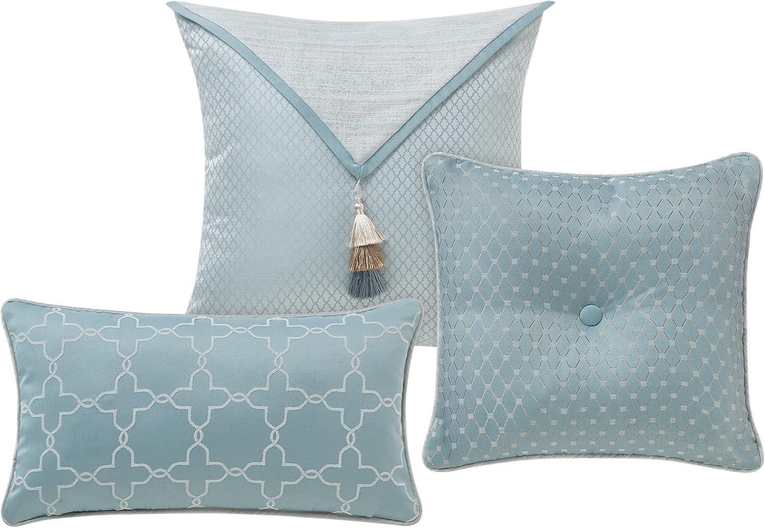 Arezzo Blue Embroidered Square Decorative Pillow Set