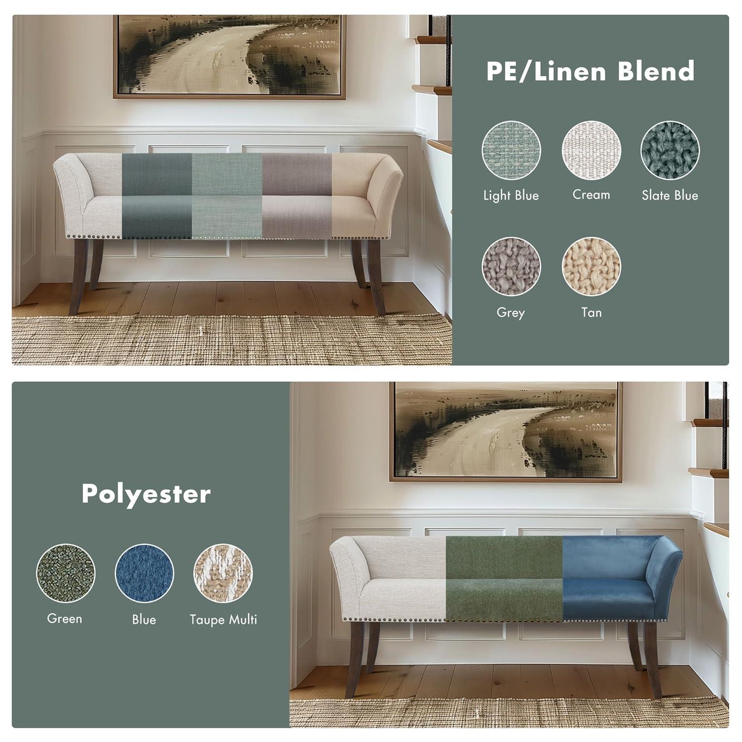 GZMWON 1 Polyester Upholstered Bench Bedroom Bench Modern Bench Accent Bench