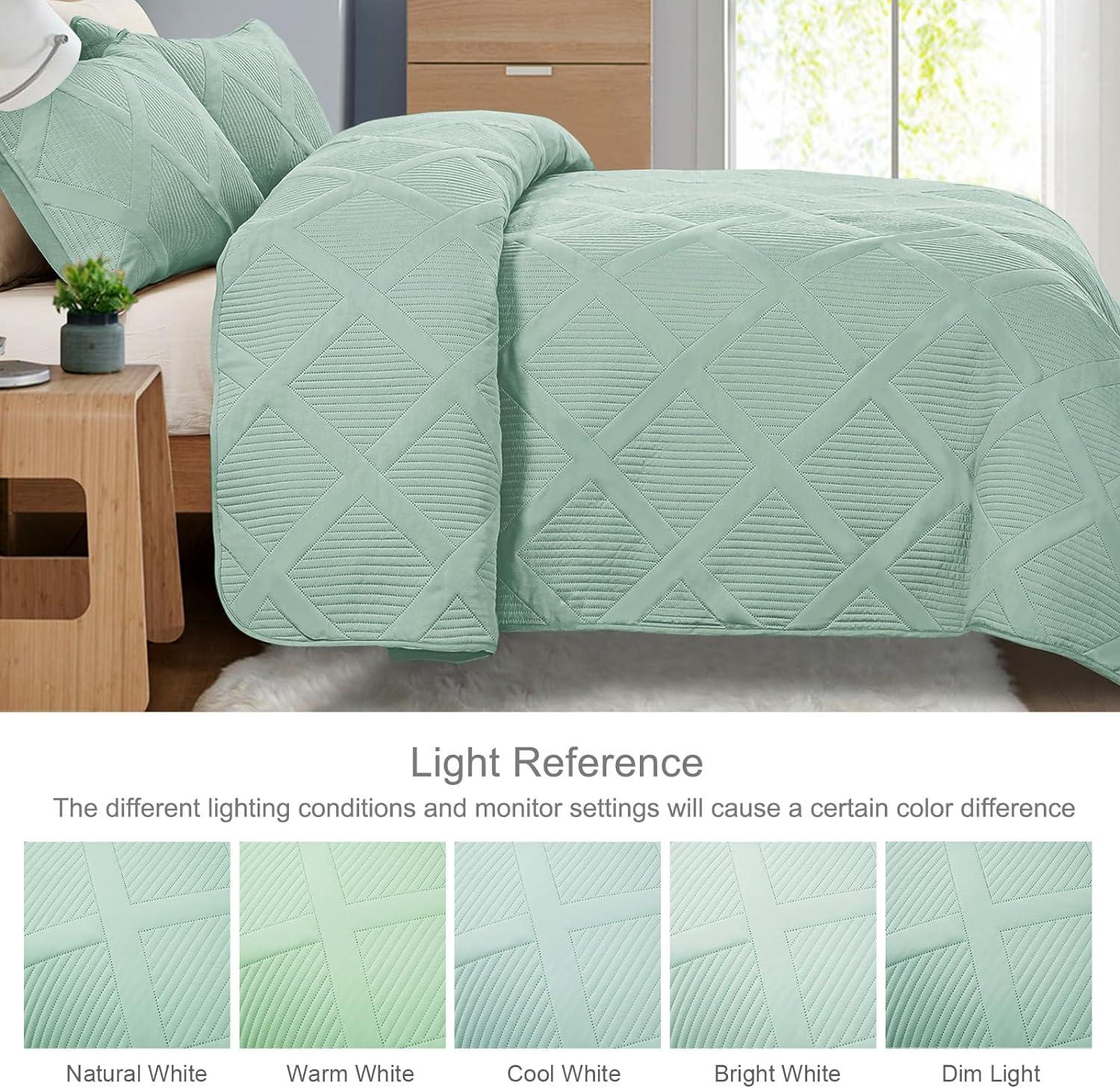 King Size Mint Green Microfiber Reversible Duvet Set