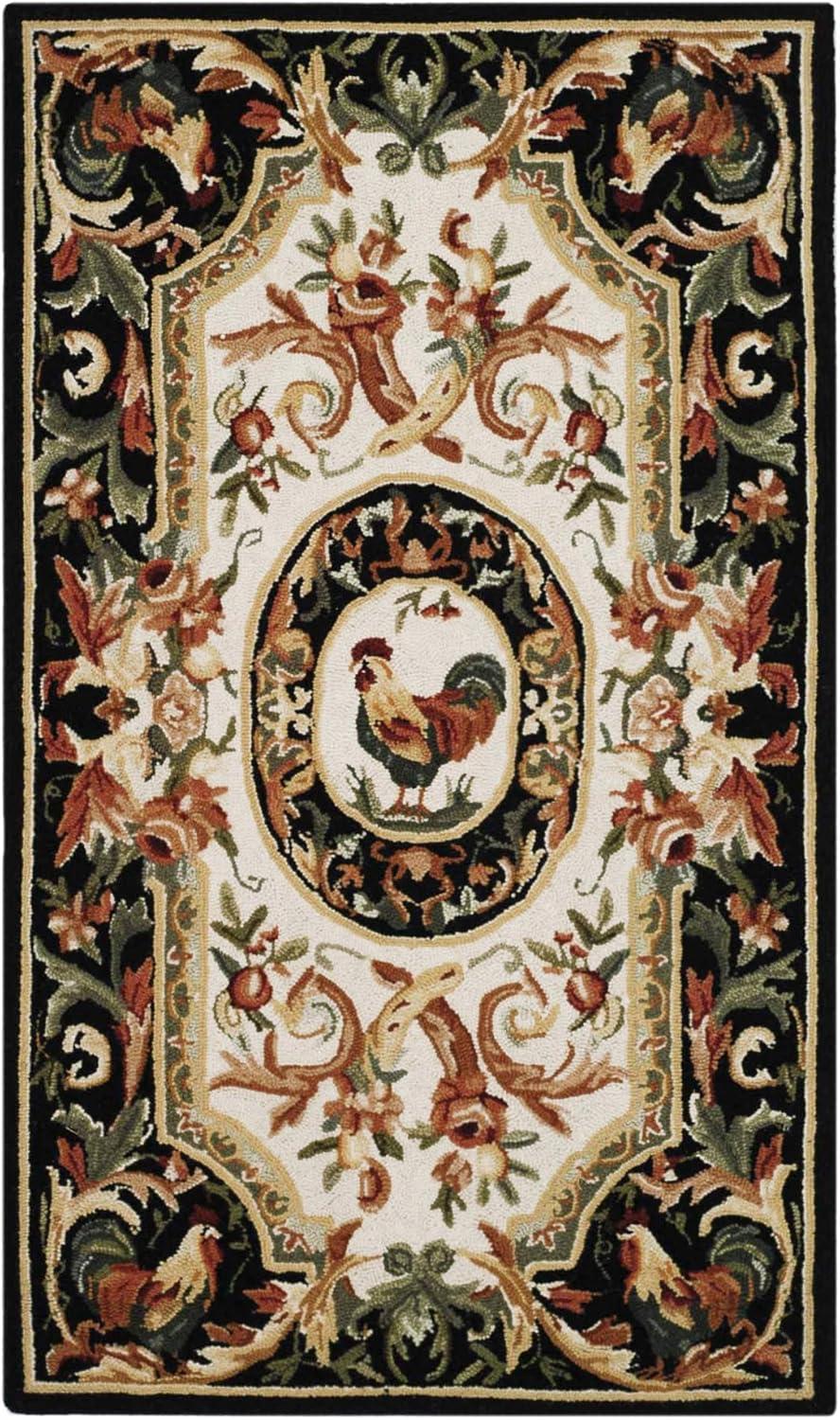 Chelsea HK48 Hand Hooked Accent Rug - Ivory/Black - 2'9"x4'9" - Safavieh.