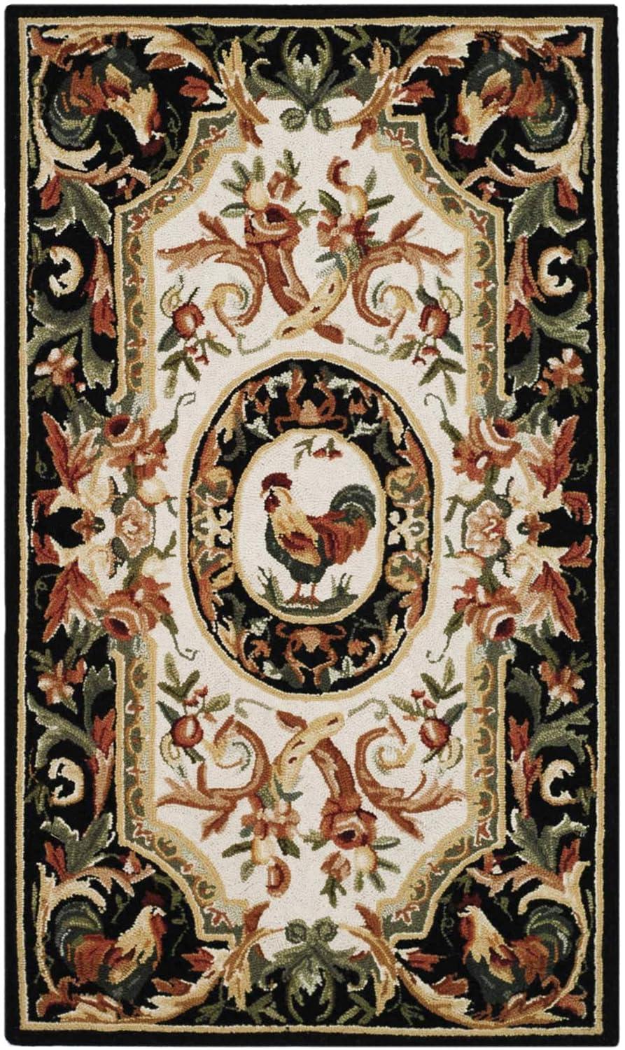 Chelsea HK48 Hand Hooked Accent Rug - Ivory/Black - 2'9"x4'9" - Safavieh.
