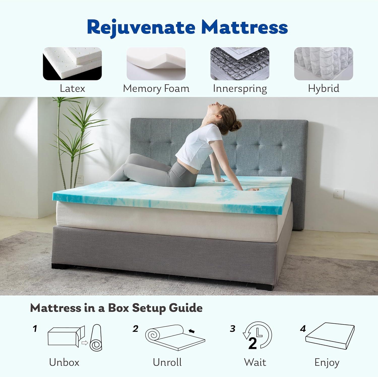 Twin Gel-Infused Memory Foam Cooling Mattress Topper