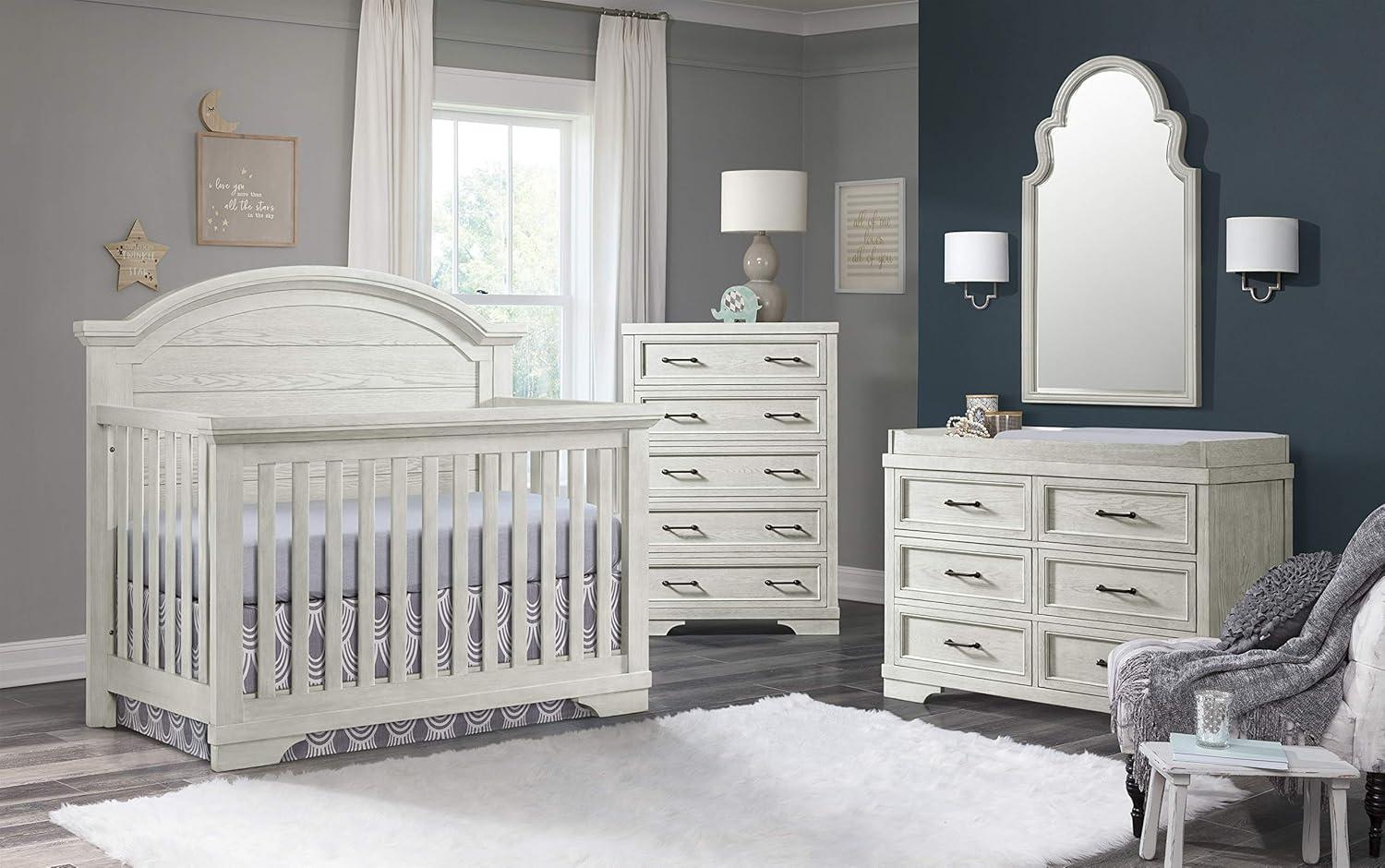 White Dove Solid Hardwood Arch Top Convertible Crib