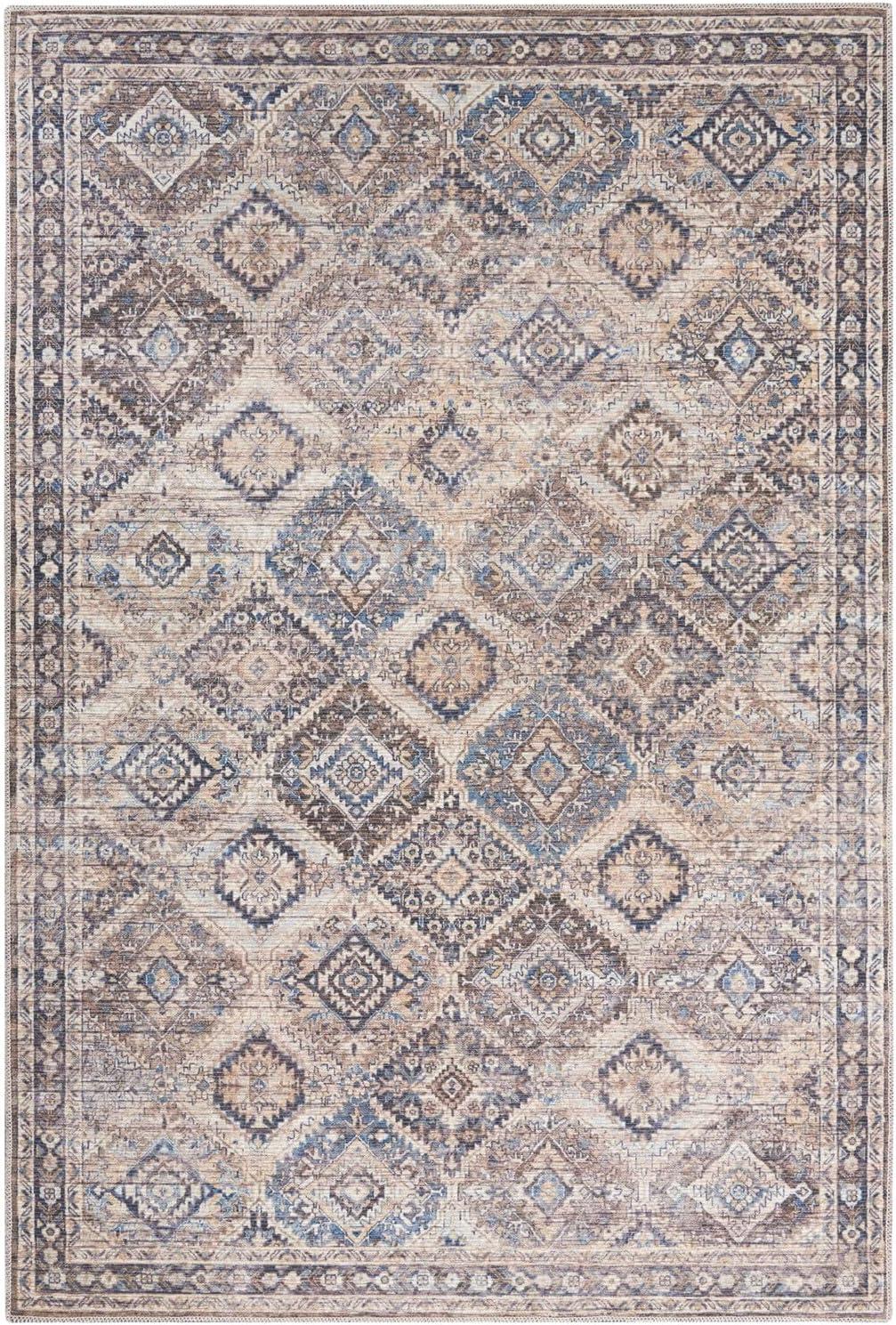 Ivory and Latte Medallion Cotton Chenille 4' x 6' Area Rug