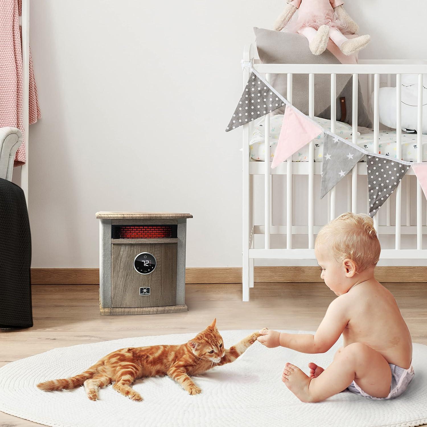 Heat Storm Heat Storm 1500 Watt 5200 BTU Electric High Efficiency Cabinet Space Heater with Adjustable Thermostat , Remote Included and with Digital Display
