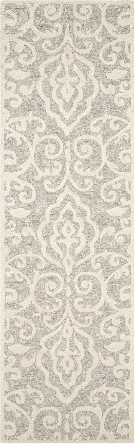 Gray Handmade Tufted Wool Square Area Rug 7' x 7'