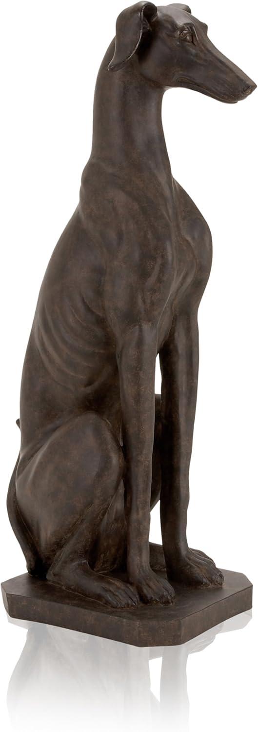 12" x 31" Brown Polystone Dog Sculpture, by DecMode