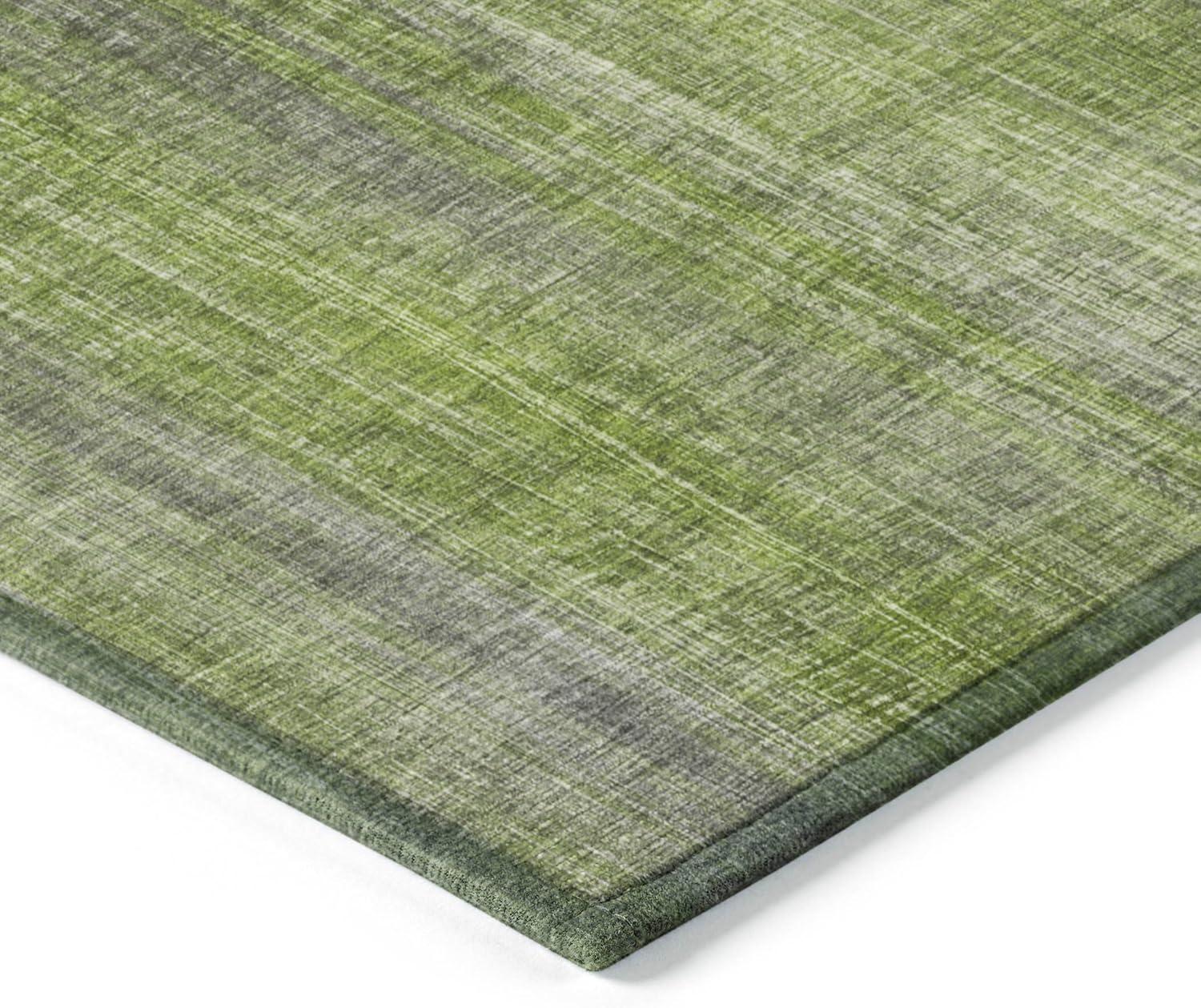 Green Rectangular Machine-Washable Synthetic Area Rug