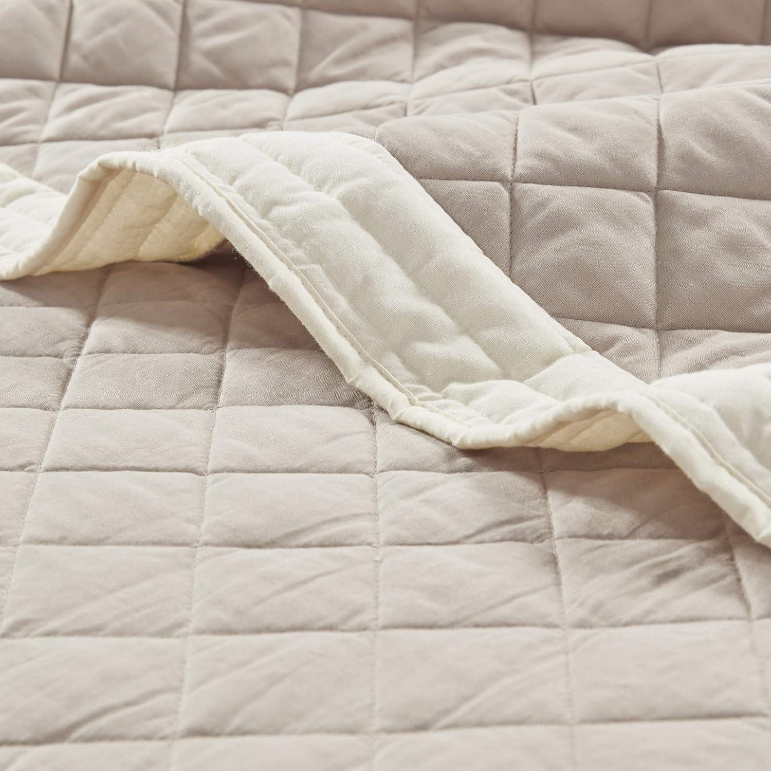 Ivory and Khaki Cotton Diamond Quilted Daybed Set