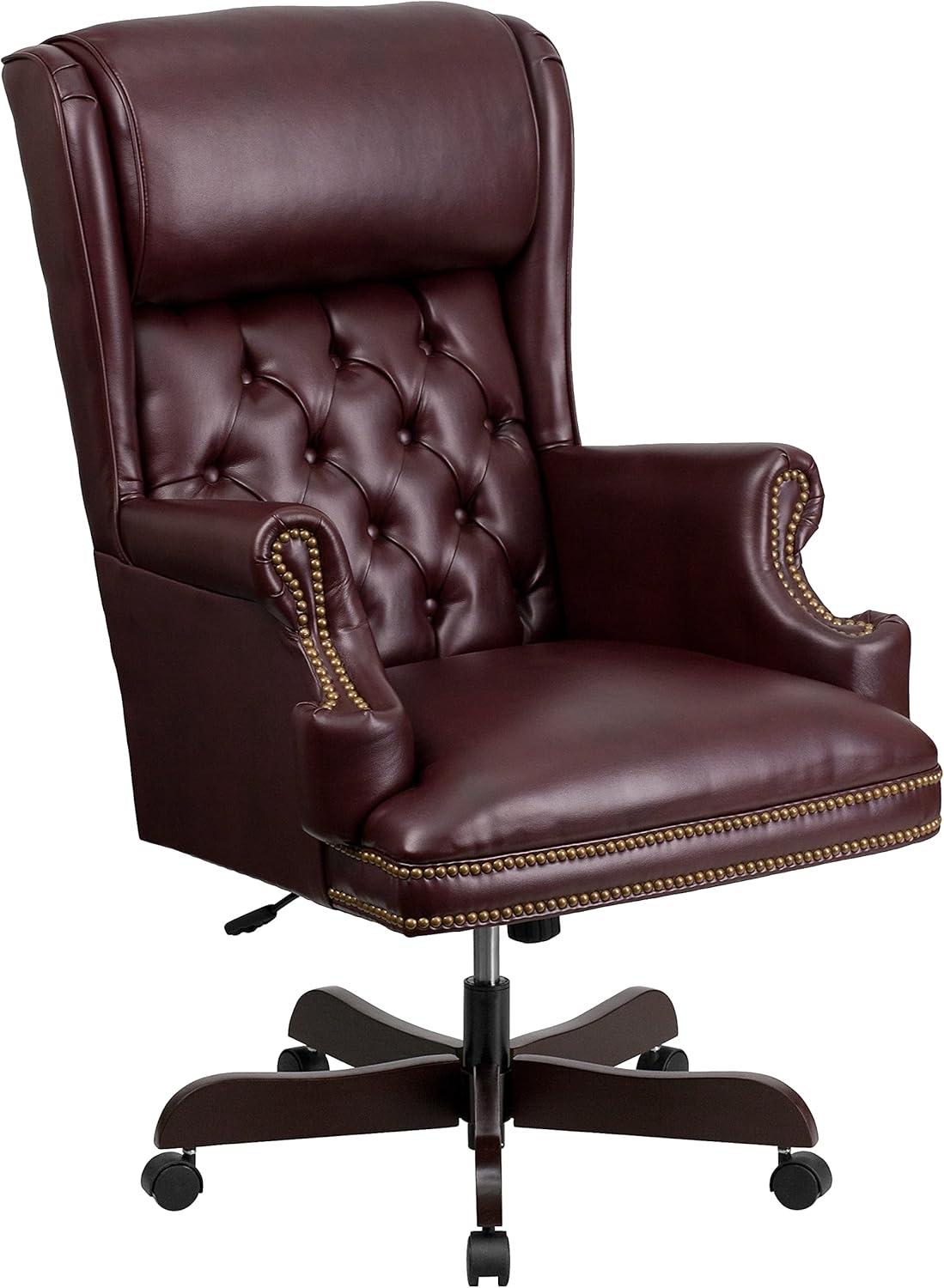 Burgundy Leather High Back Executive Swivel Office Chair