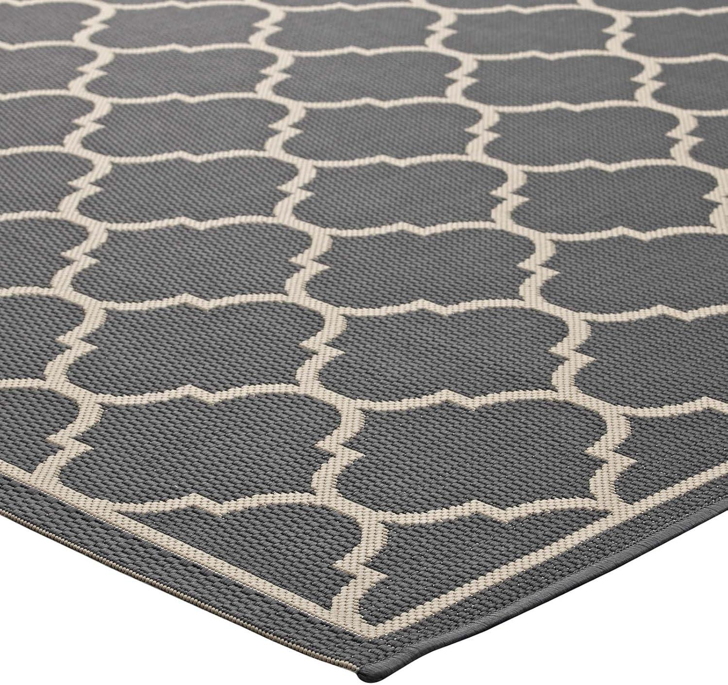 Avena 8' x 10' Gray and Beige Synthetic Trellis Area Rug