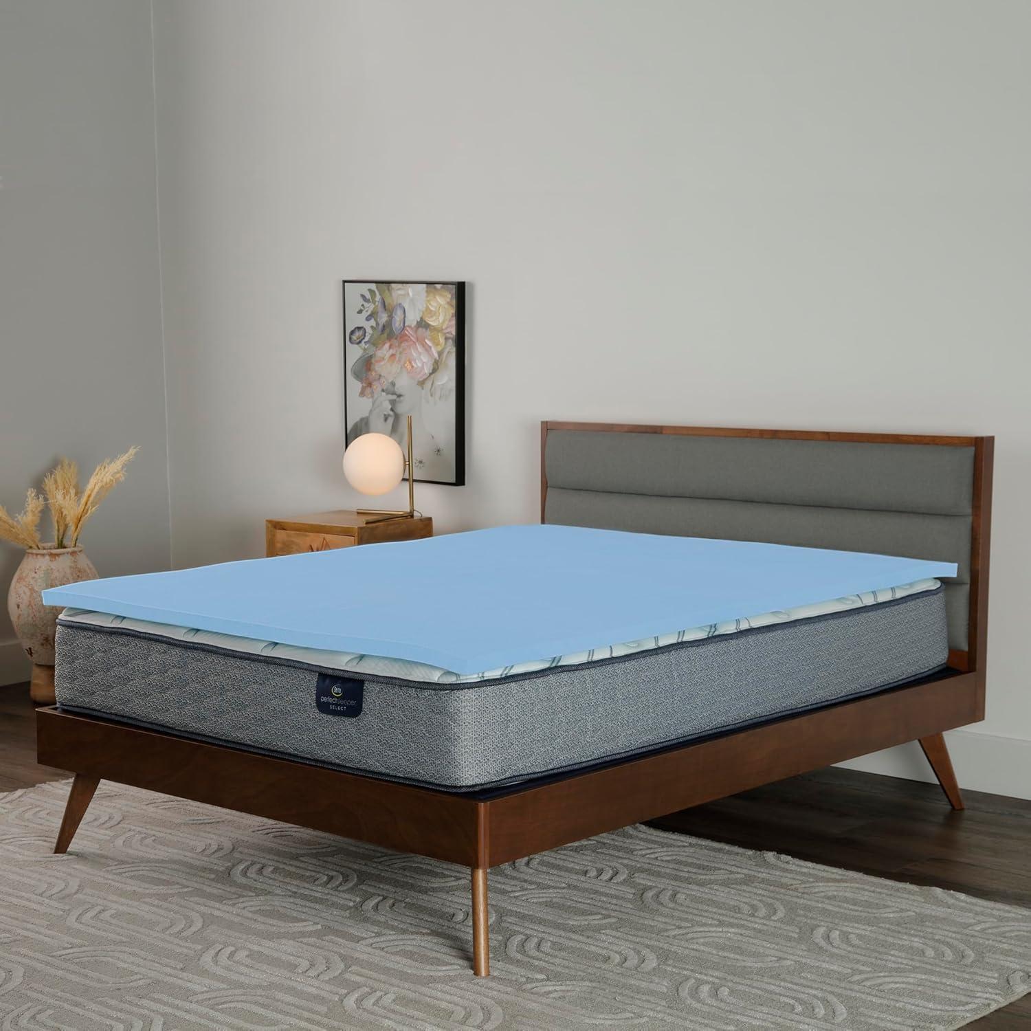 Full Size Blue Gel Memory Foam Mattress Topper