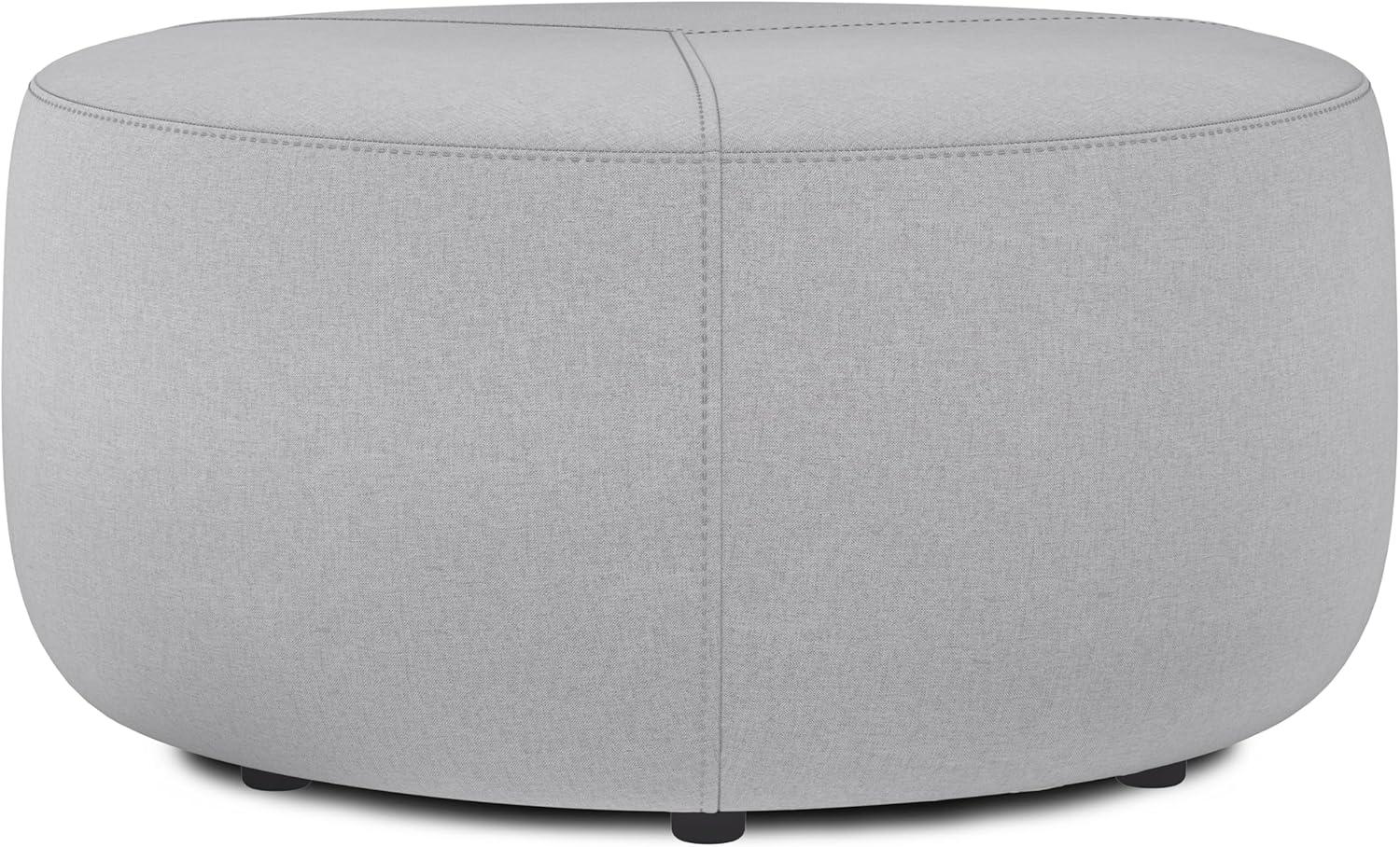 Simpli Home Moore 32"W Large Round Ottoman with Upholstered Seat and Solid Wood Frame, Assembled