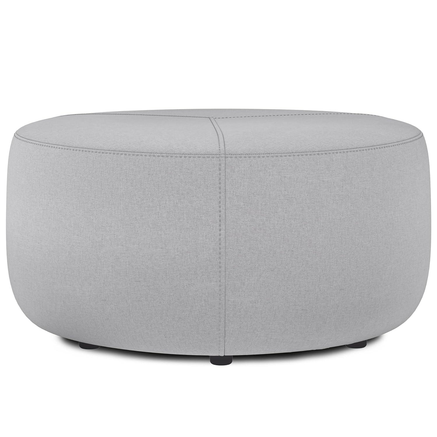 Simpli Home Moore 32"W Large Round Ottoman with Upholstered Seat and Solid Wood Frame, Assembled