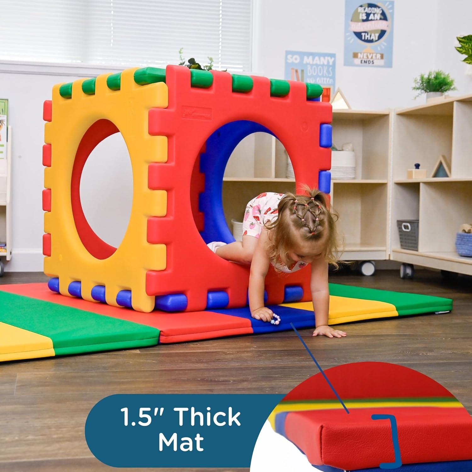 Angeles Primary 4' x 6' Folding Gym Mat - Rainbow