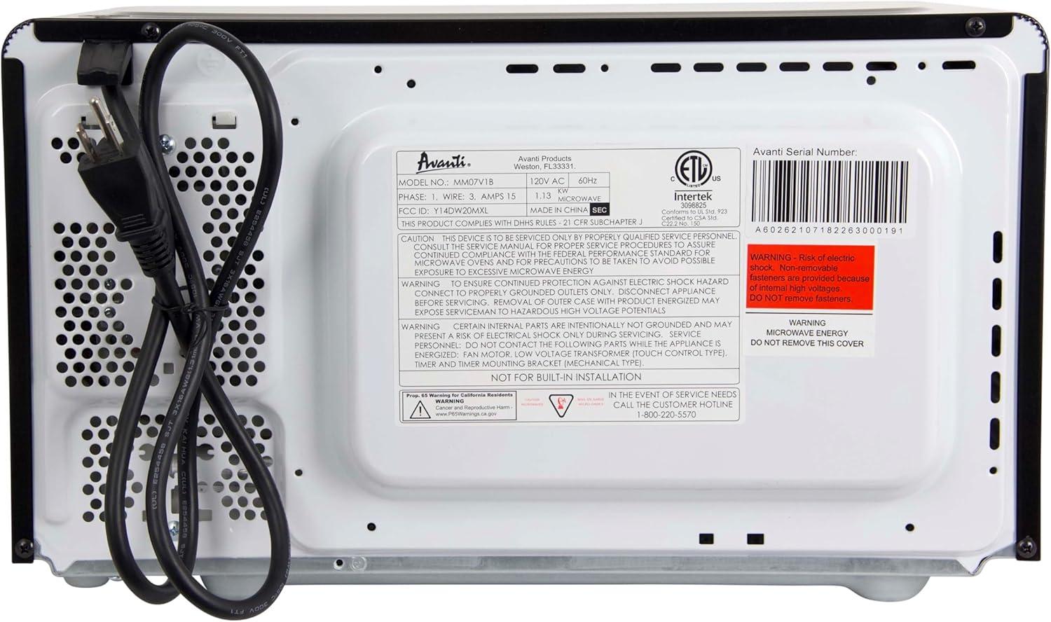 Avanti Microwave Oven with Mechanical Dials, 0.7 cu. ft.