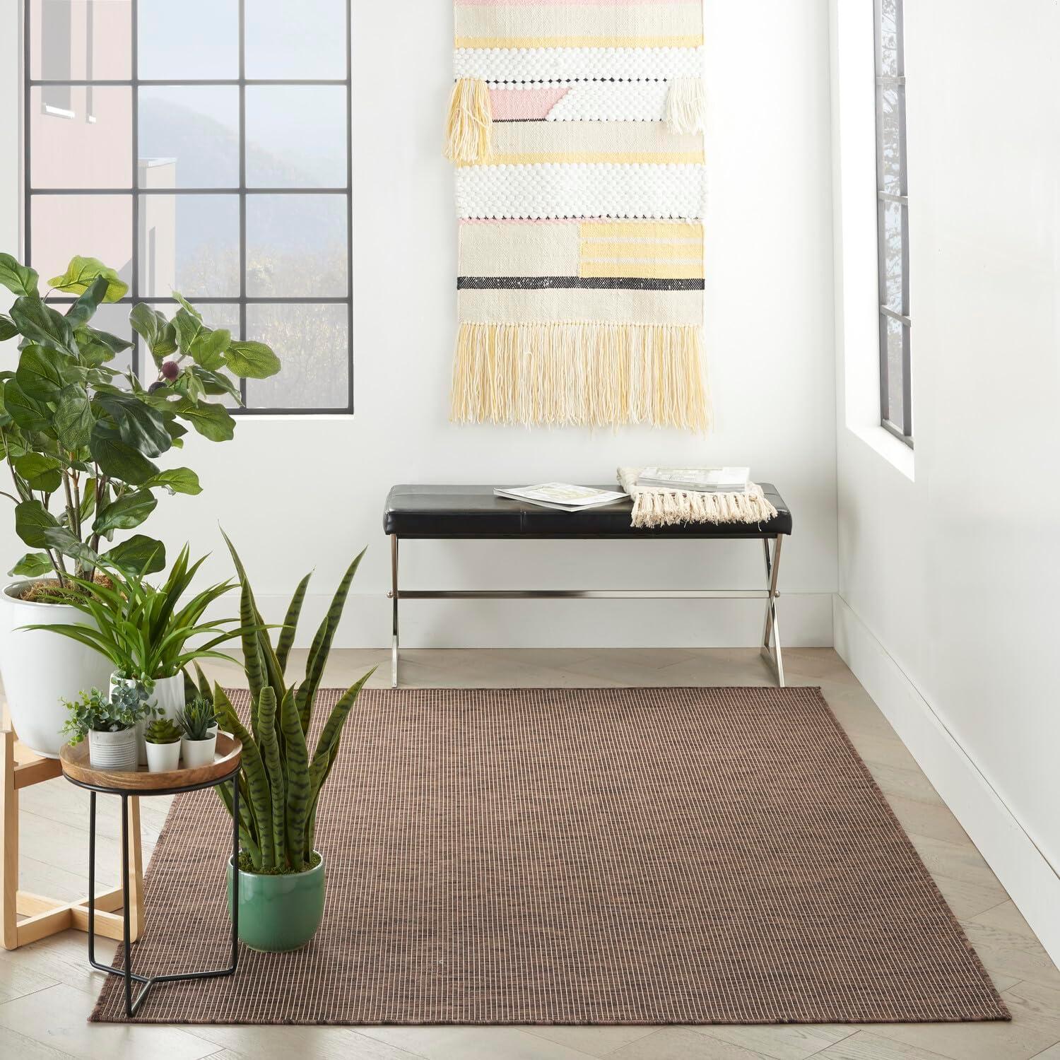 Ebern Designs Southwestern Machine Woven Polypropylene Indoor / Outdoor Area Rug in Natural